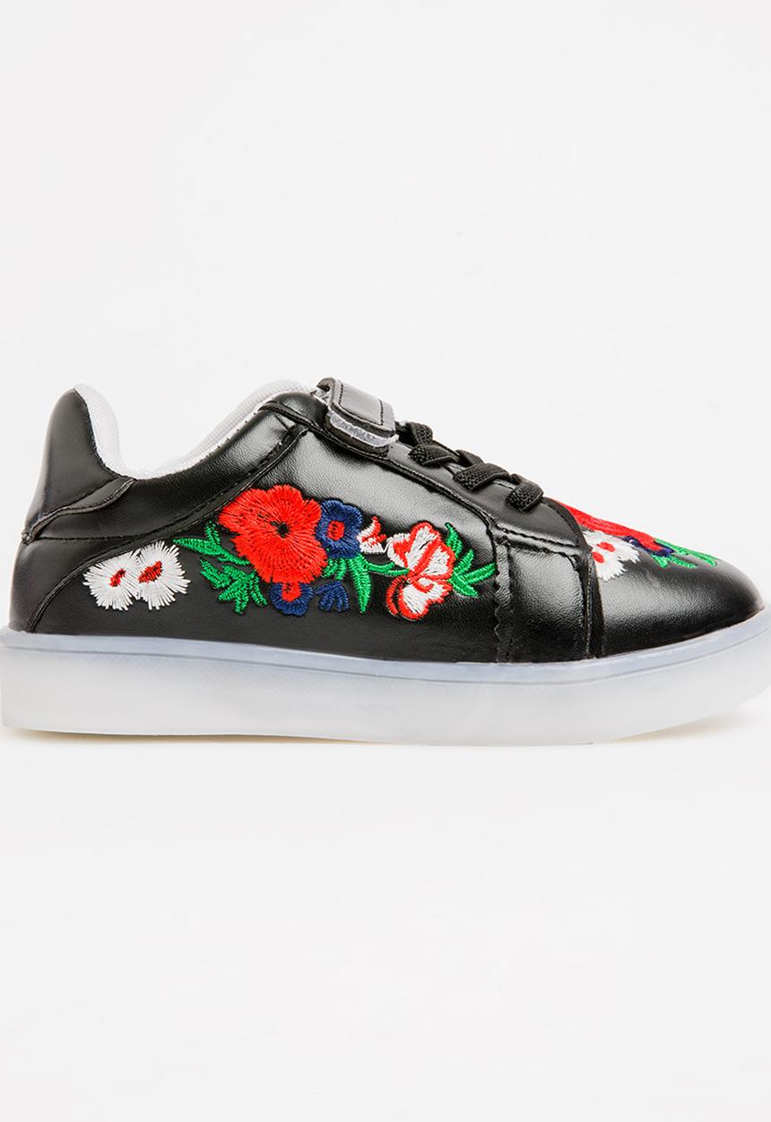 Pop Candy - Light Up Flower Embroidered Sneaker Black