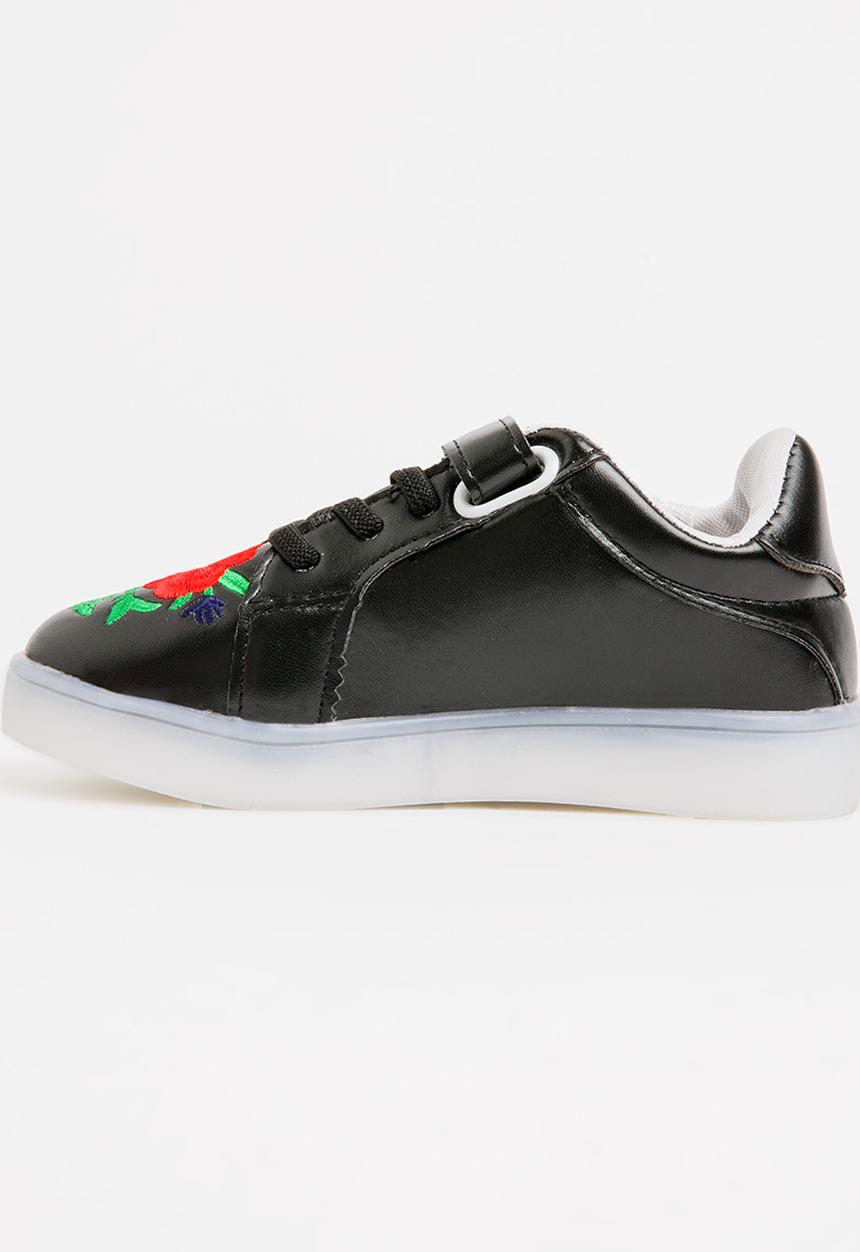 Pop Candy - Light Up Flower Embroidered Sneaker Black