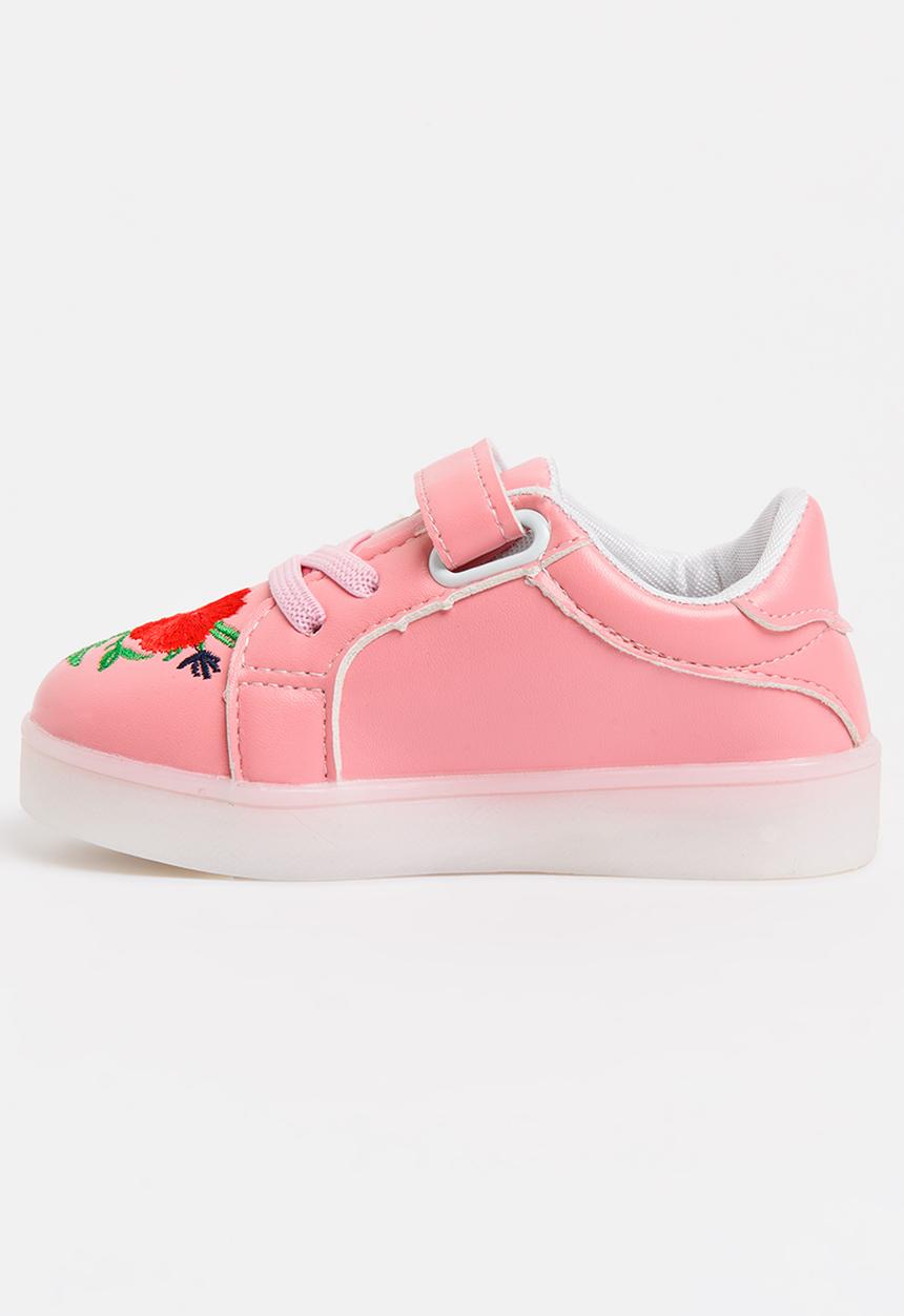 Pop Candy - Light Up Flower Embroidered Sneaker Mid Pink