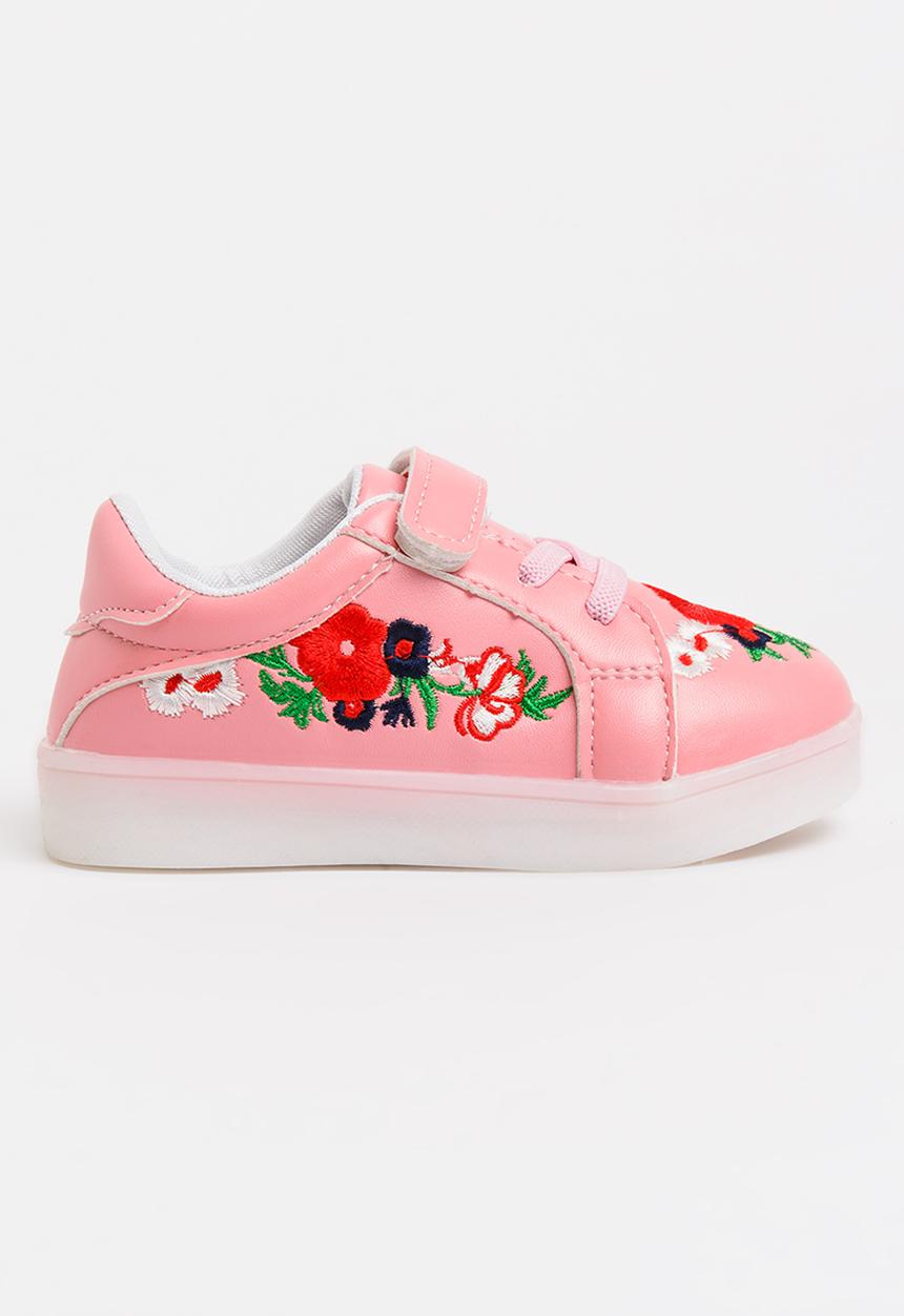 Pop Candy - Light Up Flower Embroidered Sneaker Mid Pink