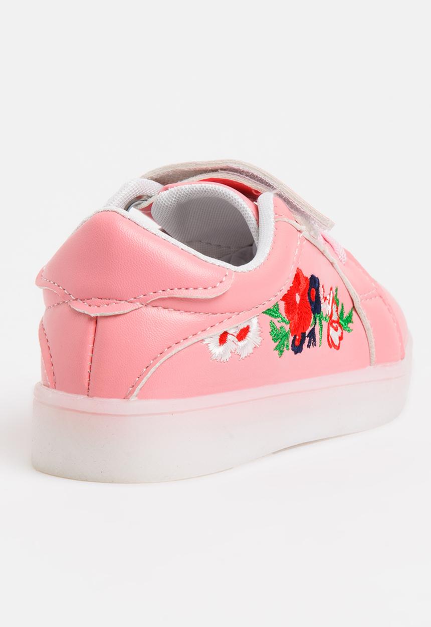 Pop Candy - Light Up Flower Embroidered Sneaker Mid Pink