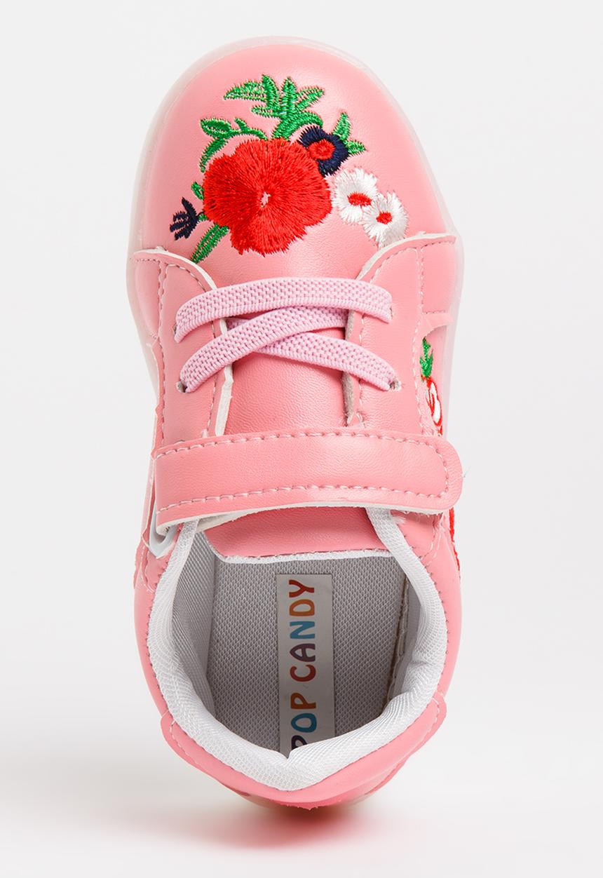 Pop Candy - Light Up Flower Embroidered Sneaker Mid Pink