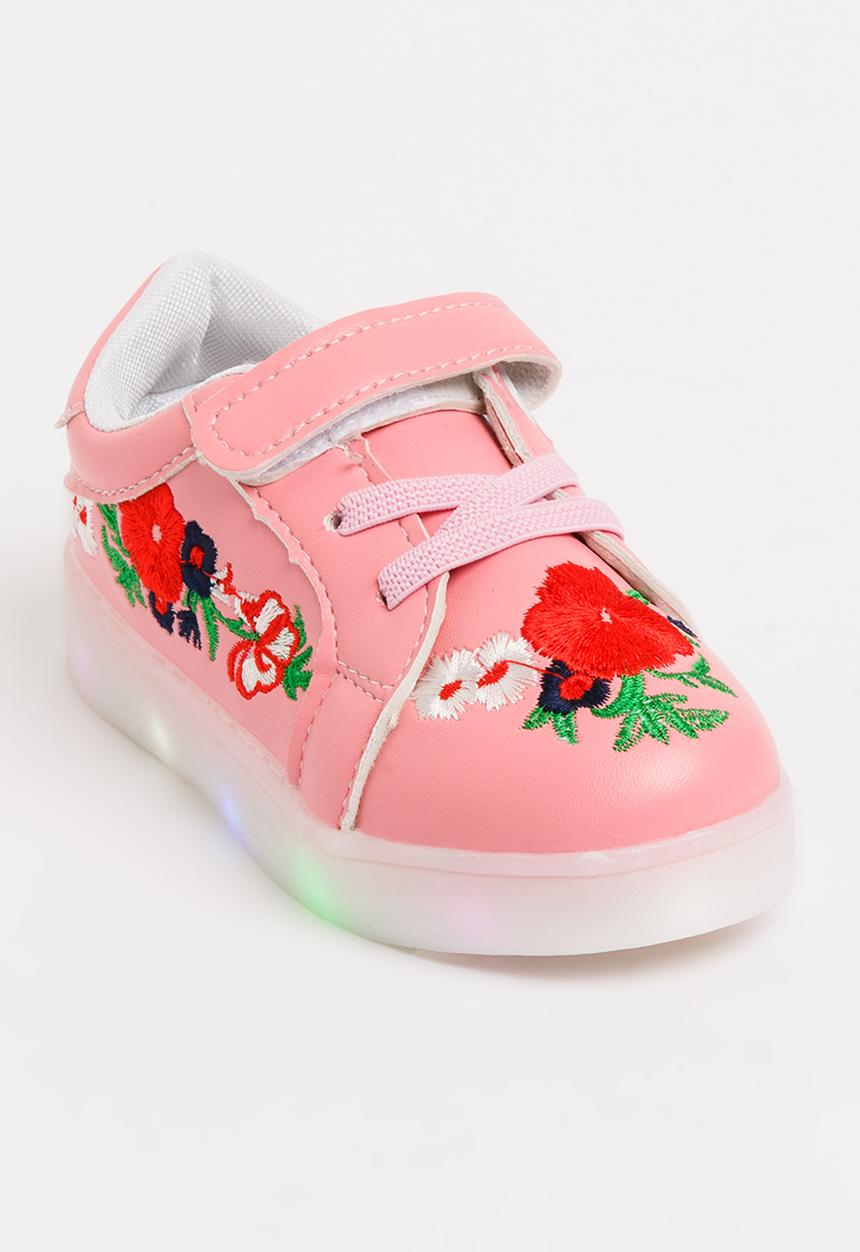 Pop Candy - Light Up Flower Embroidered Sneaker Mid Pink