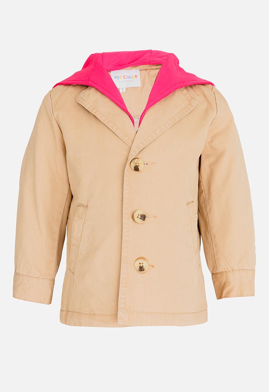 Pop Candy - Button Up Coat Beige