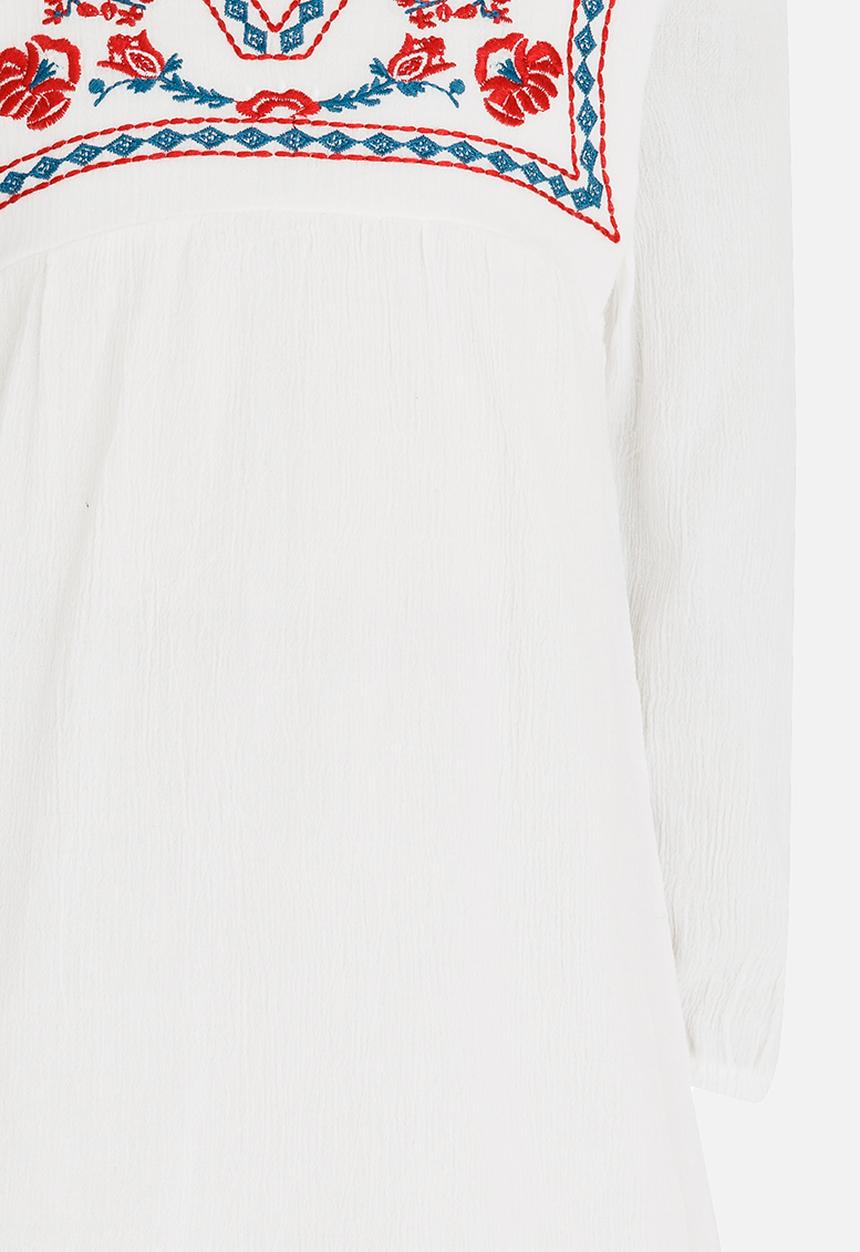 Pop Candy - Dress with Embroidery Detail White