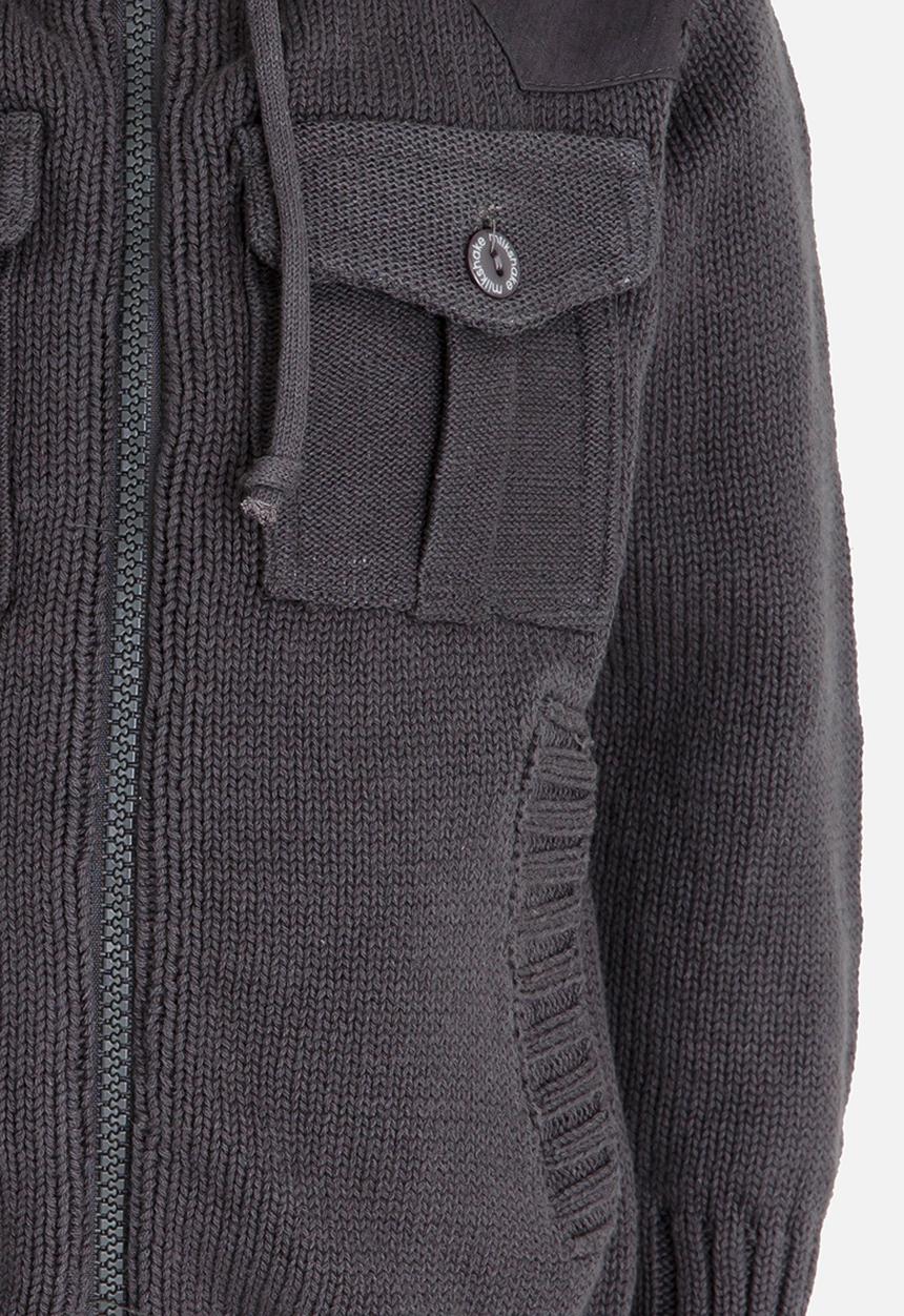Pop Candy - Hooded Knit Jacket Charcoal