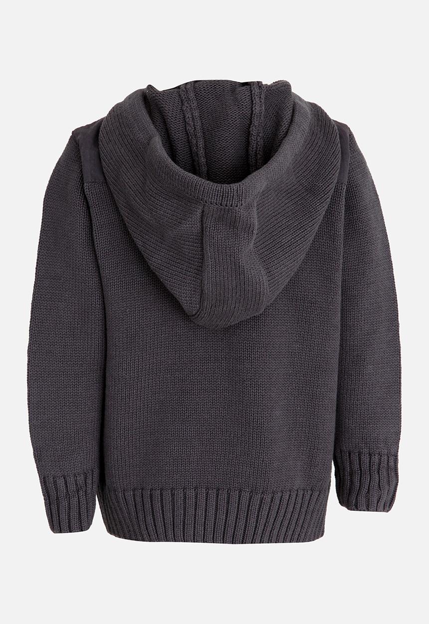 Pop Candy - Hooded Knit Jacket Charcoal
