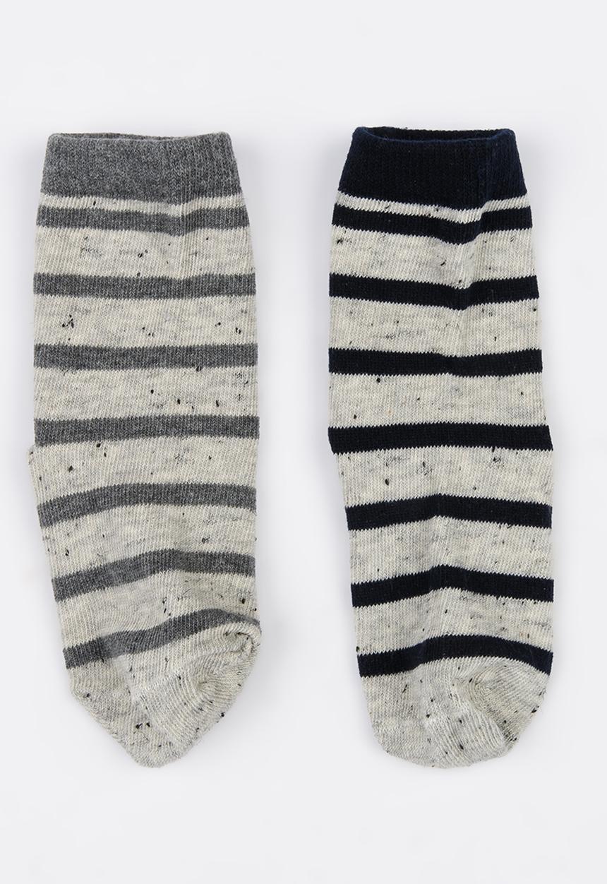 MINOTI - 2 Pack Marl Fleck Stripe Socks Multi-colour