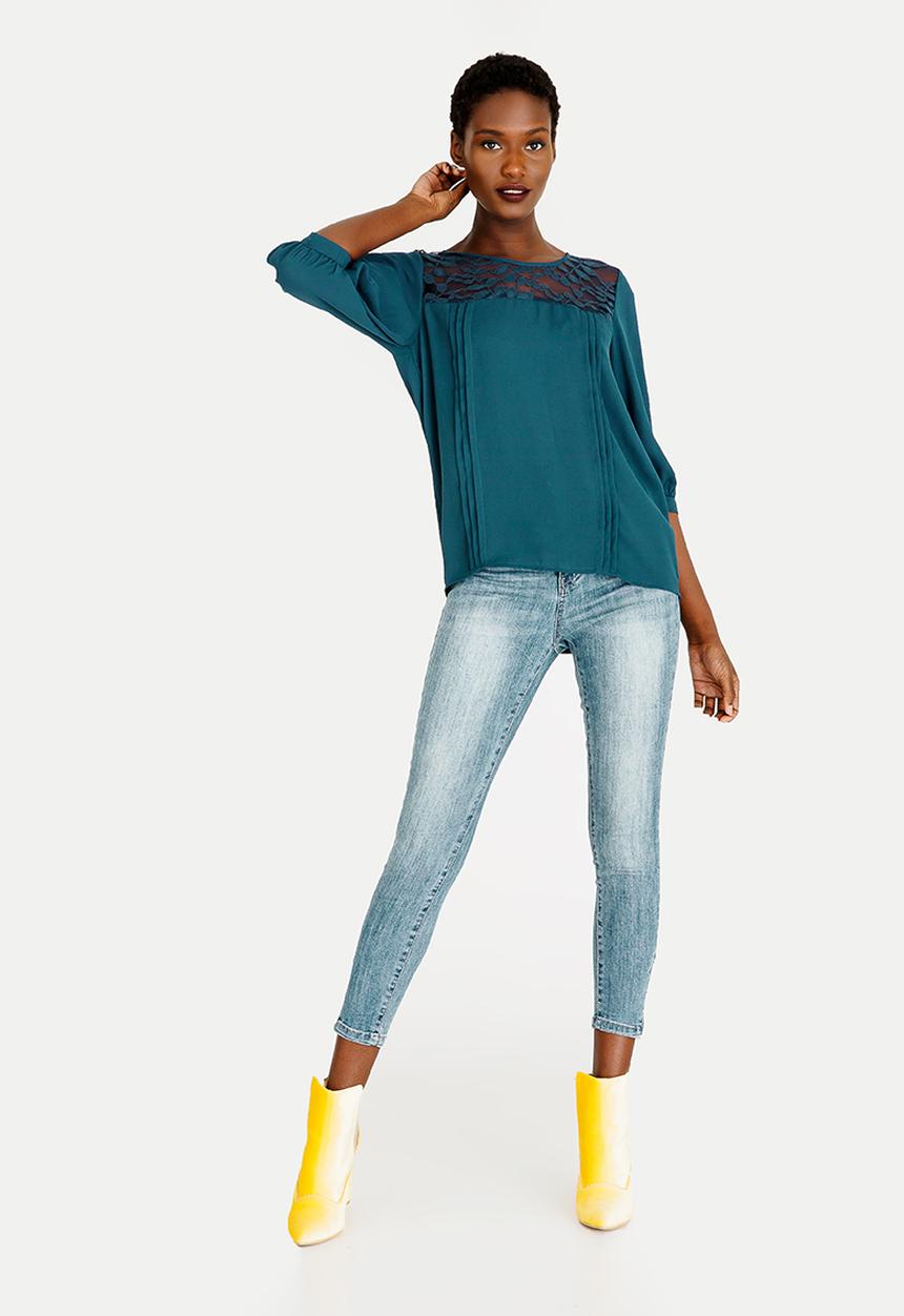 ONLY - Venice 3/4 Sleeve Top - Petrol blue