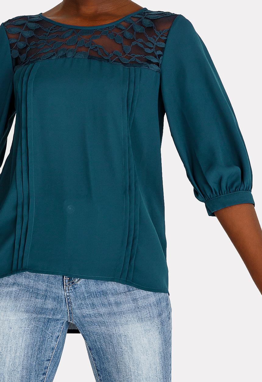 ONLY - Venice 3/4 Sleeve Top - Petrol blue