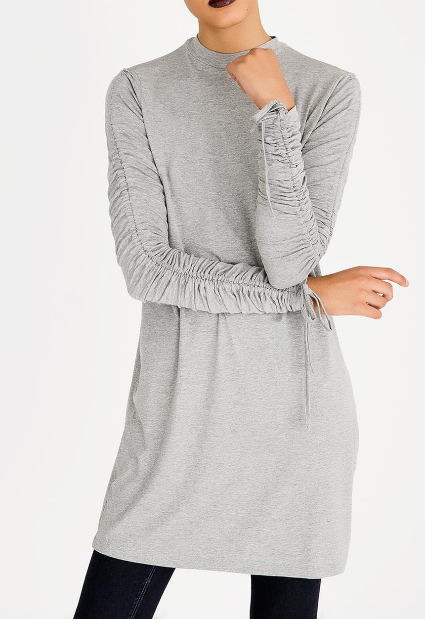 c(inch) - Ruched Sleeve Tunic Grey