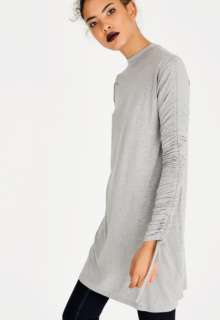 c(inch) - Ruched Sleeve Tunic Grey