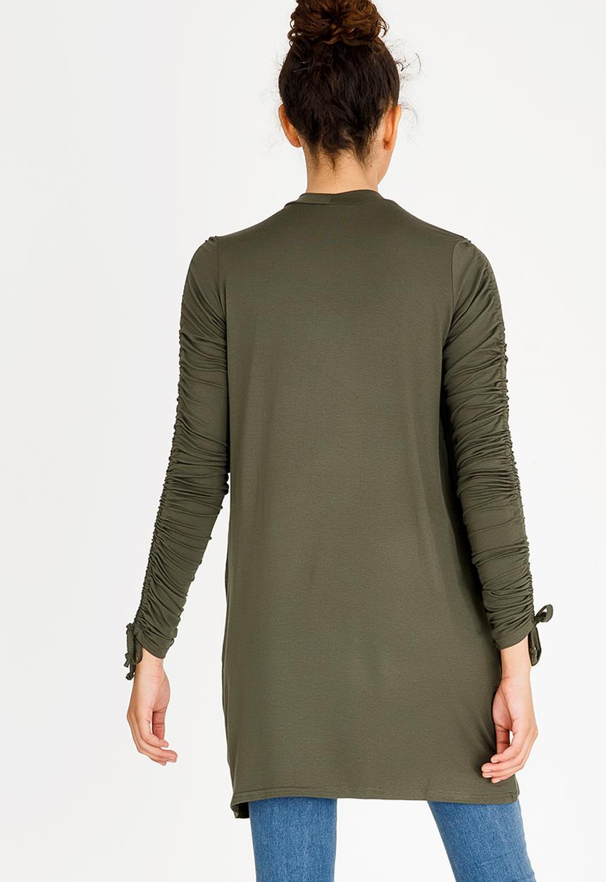 c(inch) - Ruched Sleeve Tunic Dark Green