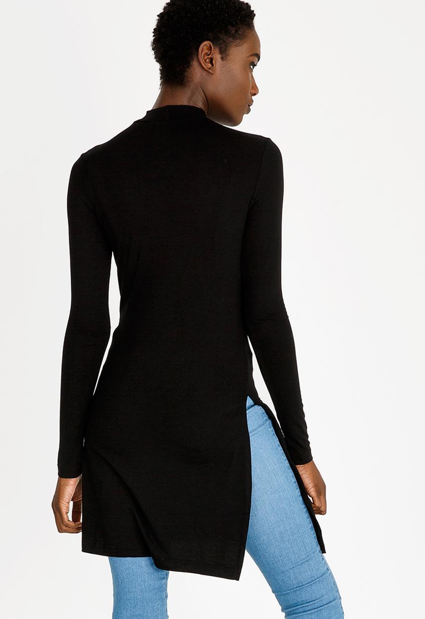c(inch) - Longer Length Turtleneck Top Black