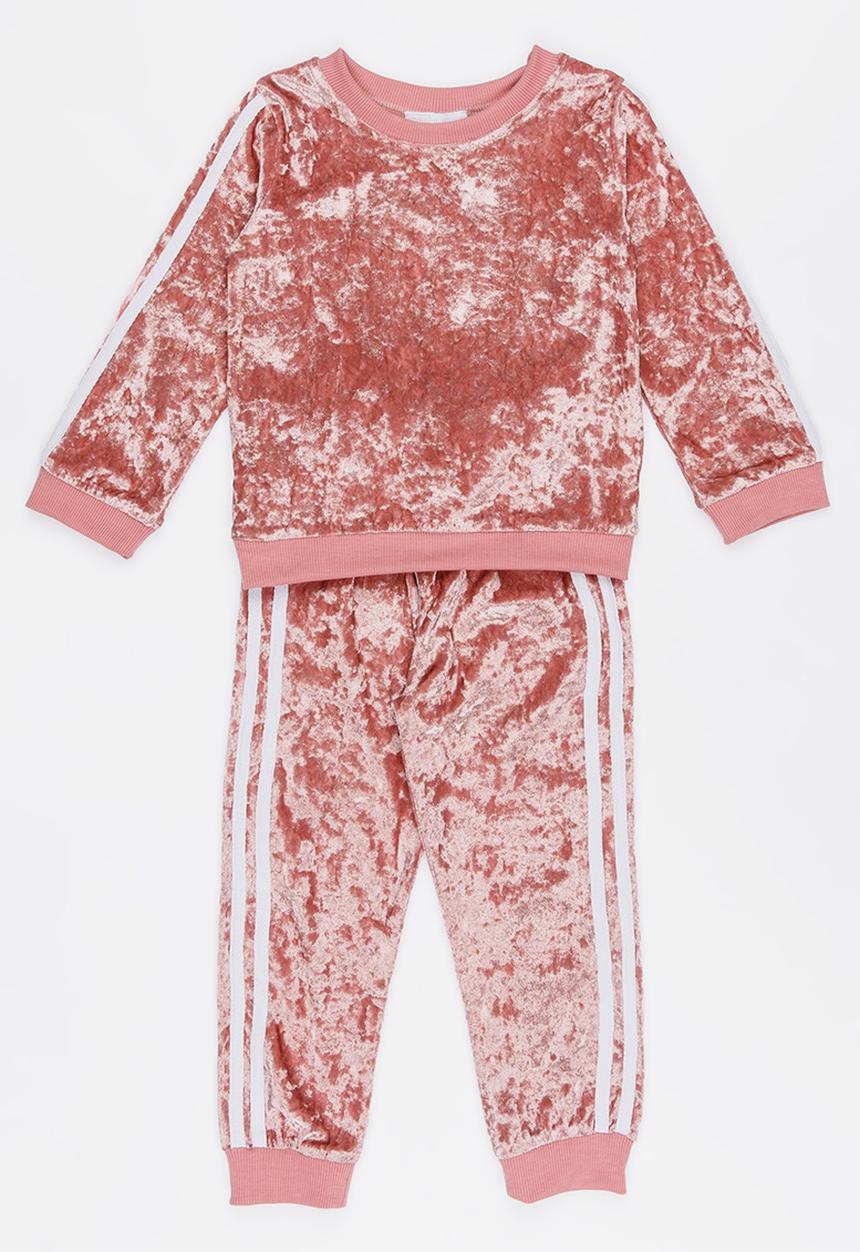 Pop Candy - Printed Sweat Top Set Mid Pink