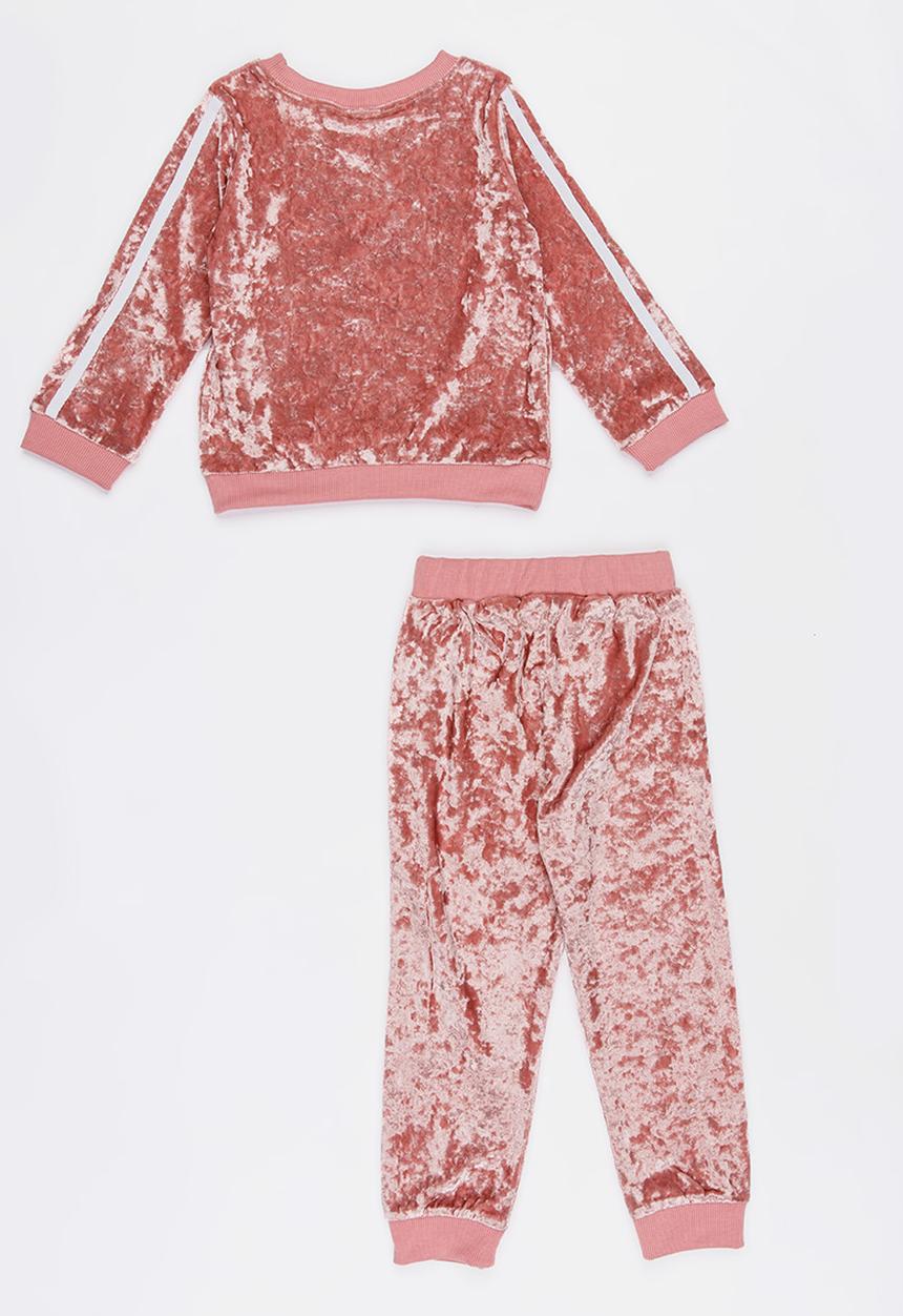 Pop Candy - Printed Sweat Top Set Mid Pink