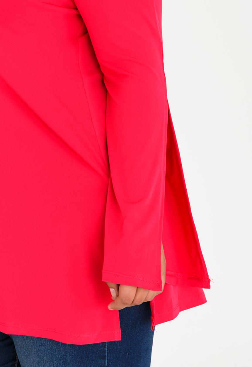 STYLE REPUBLIC PLUS - Knit Tunic with Slit Sleeve Cerise Pink