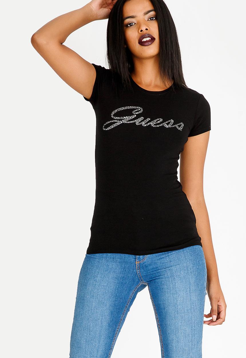 GUESS - Guess Glitter Tee Black
