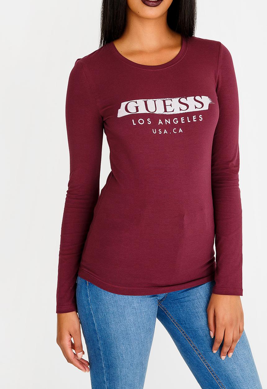 GUESS - Guess Long Sleeve Glitter Tee Mid Purple