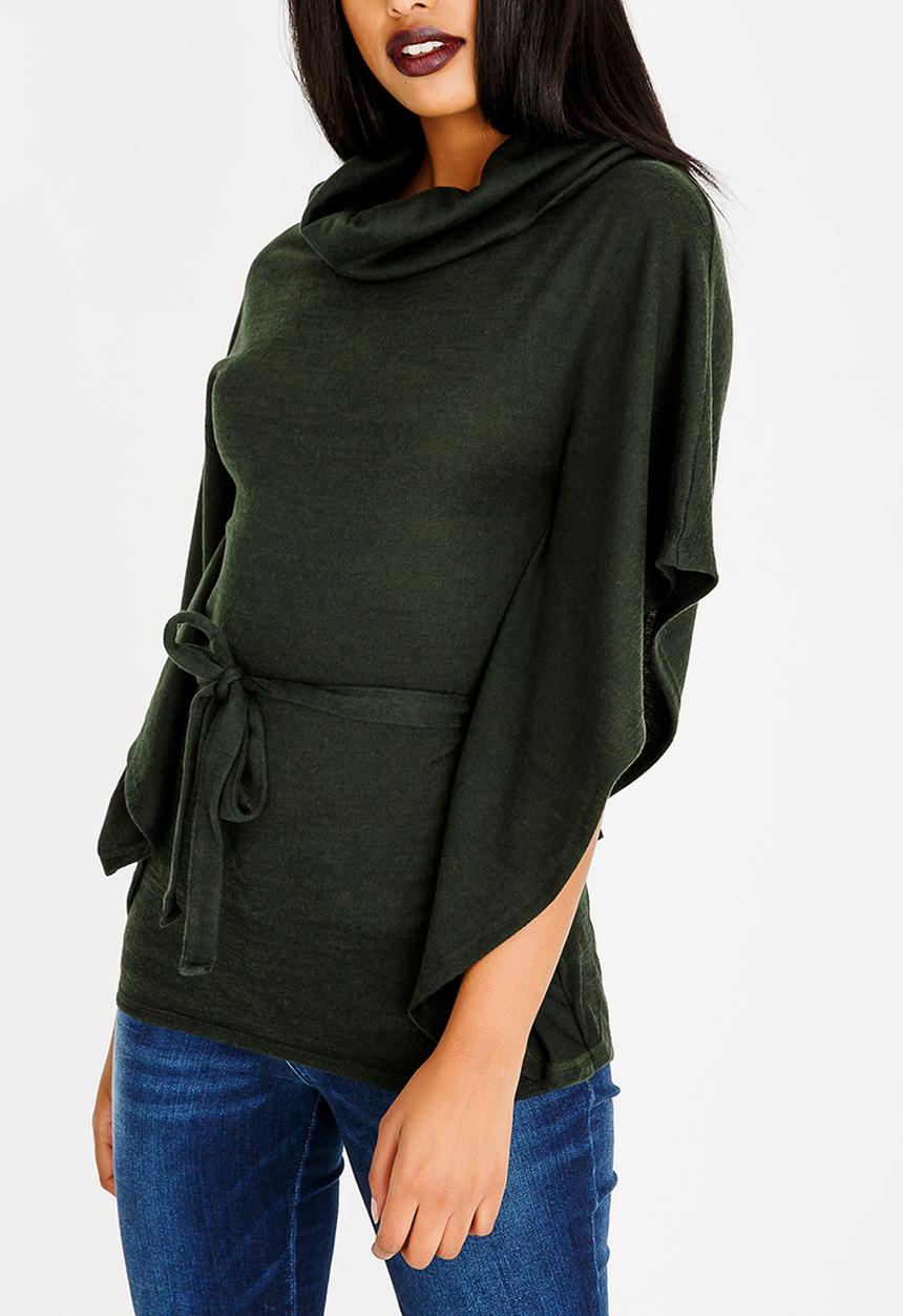 edit - Cowl Neck Lounge Top Dark Green
