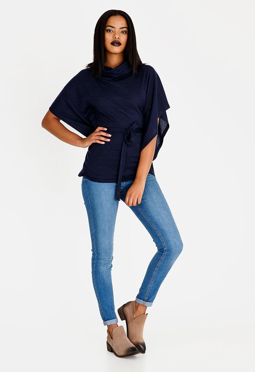 edit - Cowl Neck Lounge Top Navy