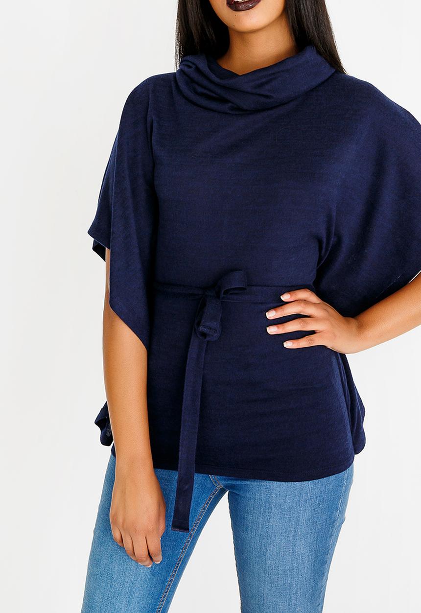 edit - Cowl Neck Lounge Top Navy