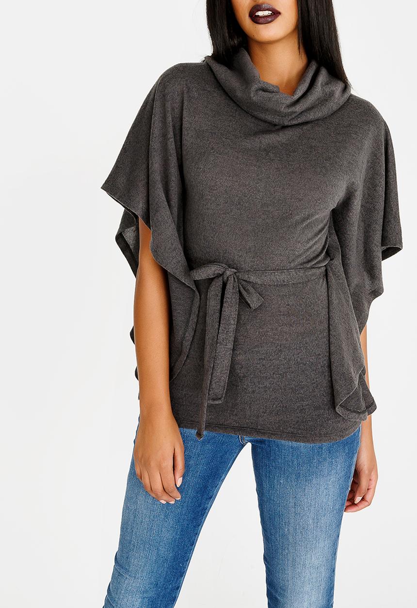 edit - Cowl Neck Lounge Top Grey