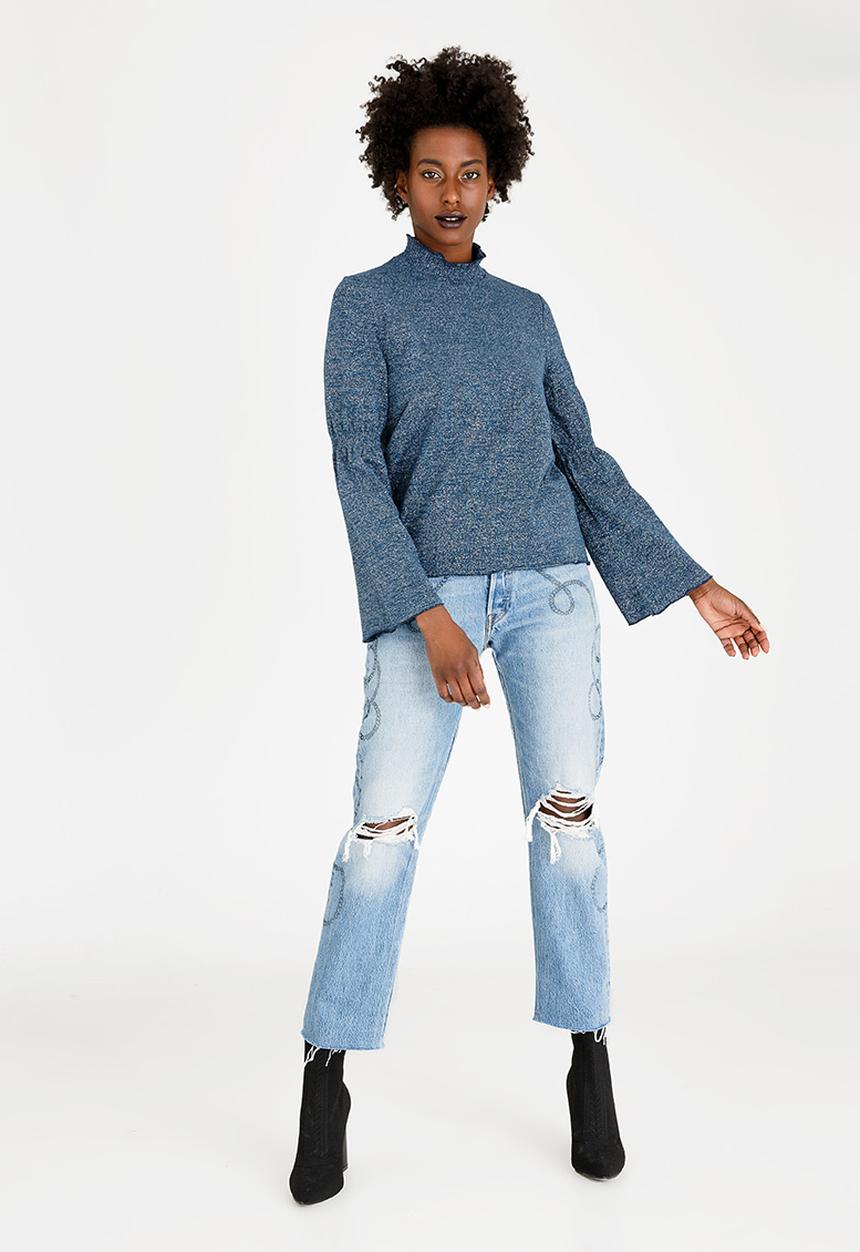 ONLY - Naya Shimmer Top Dark Blue