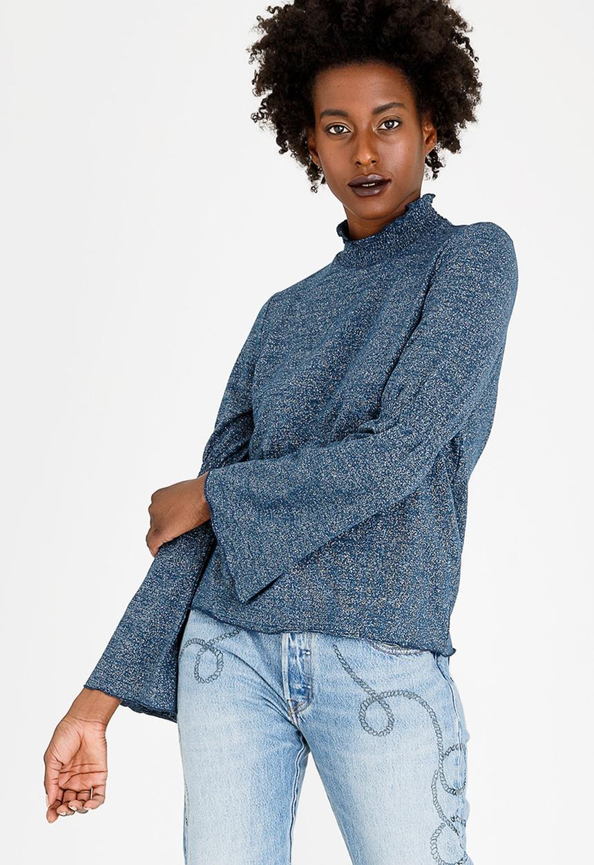 ONLY - Naya Shimmer Top Dark Blue