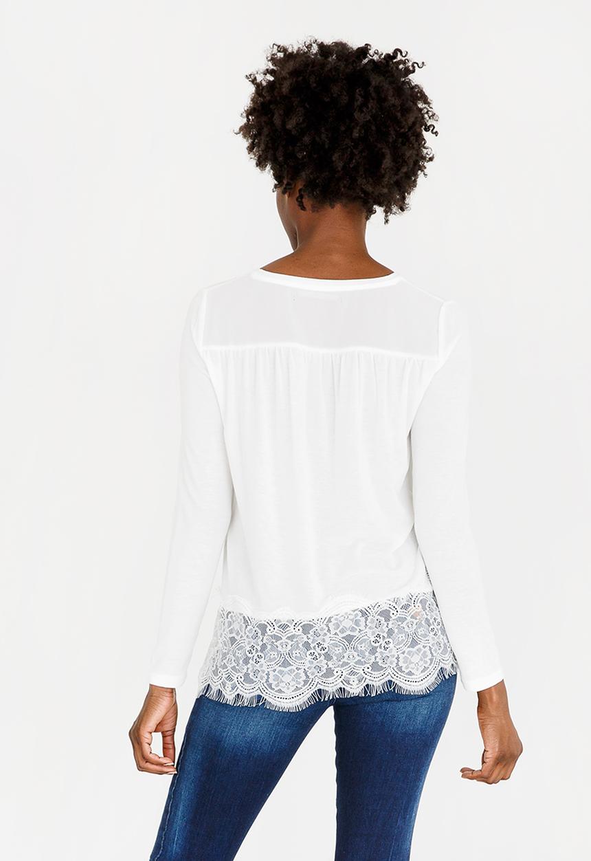 ONLY - Lilo Long Sleeve Mix Top White