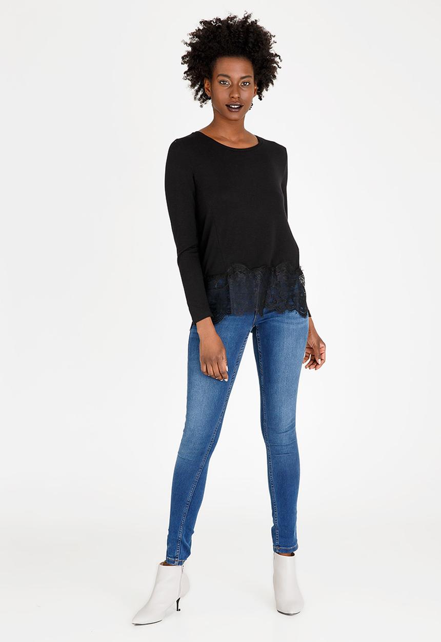 ONLY - Lilo Long Sleeve Mix Top Black
