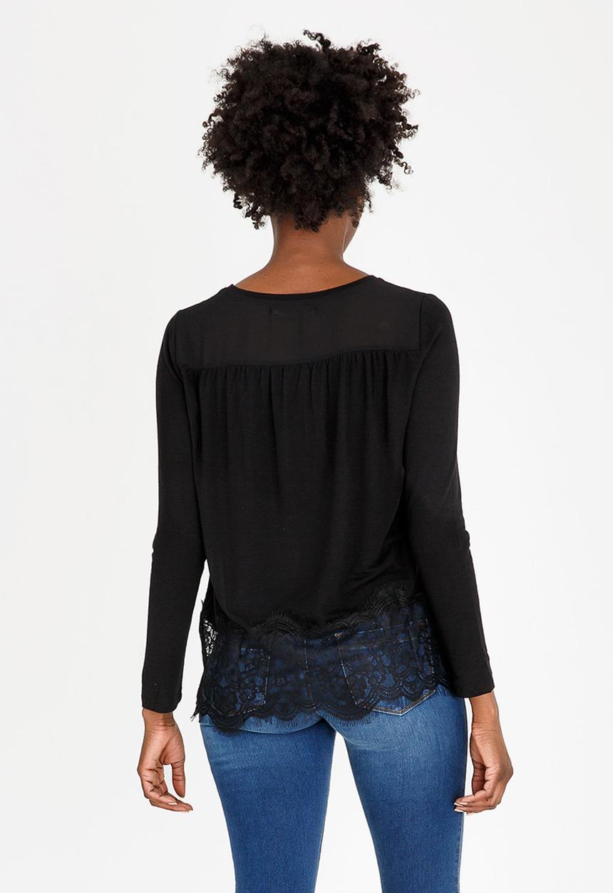 ONLY - Lilo Long Sleeve Mix Top Black