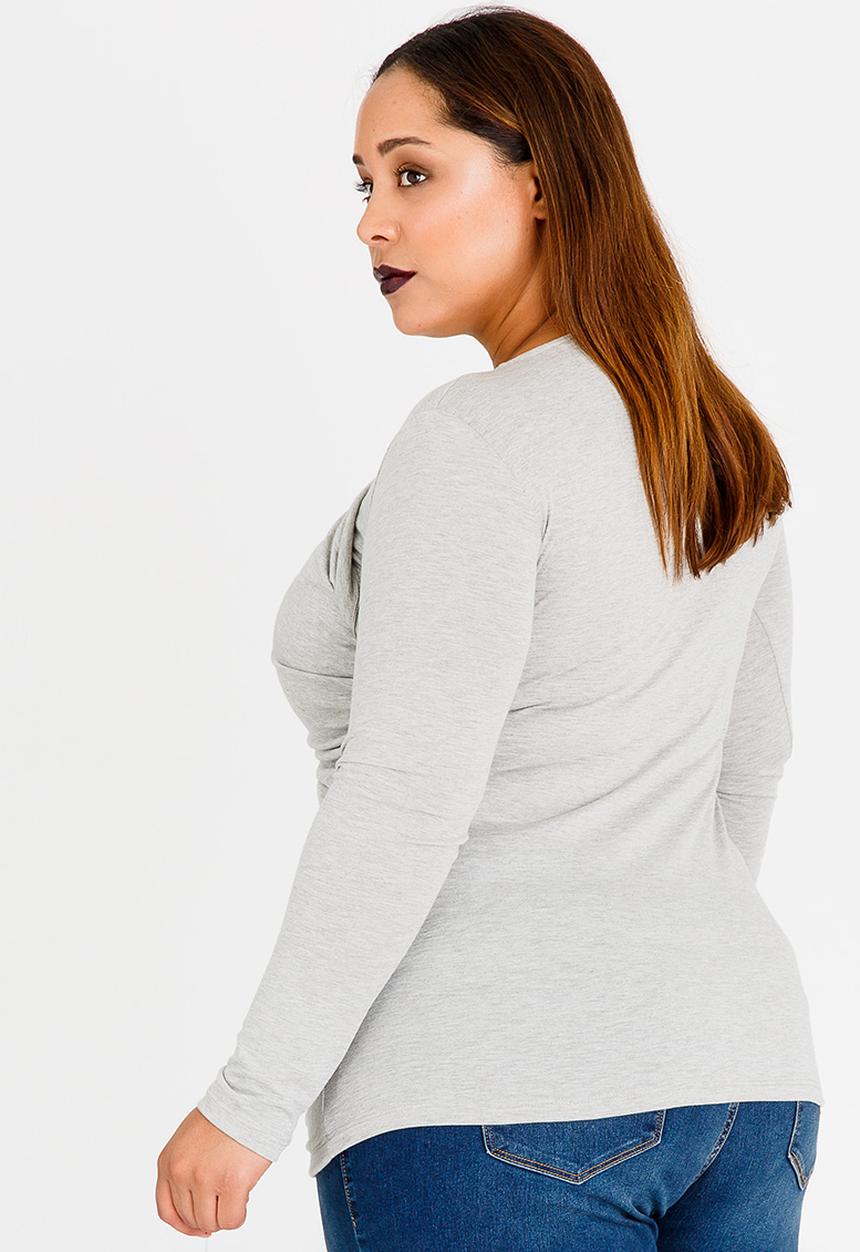 edit Plus - Twist Front T-shirt Grey Melange