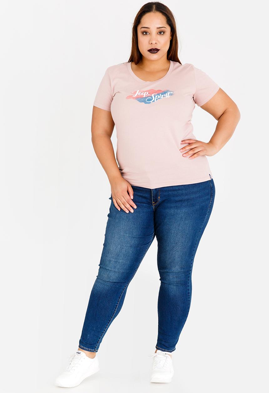JEEP - Watercolour Logo Tee Pale Pink