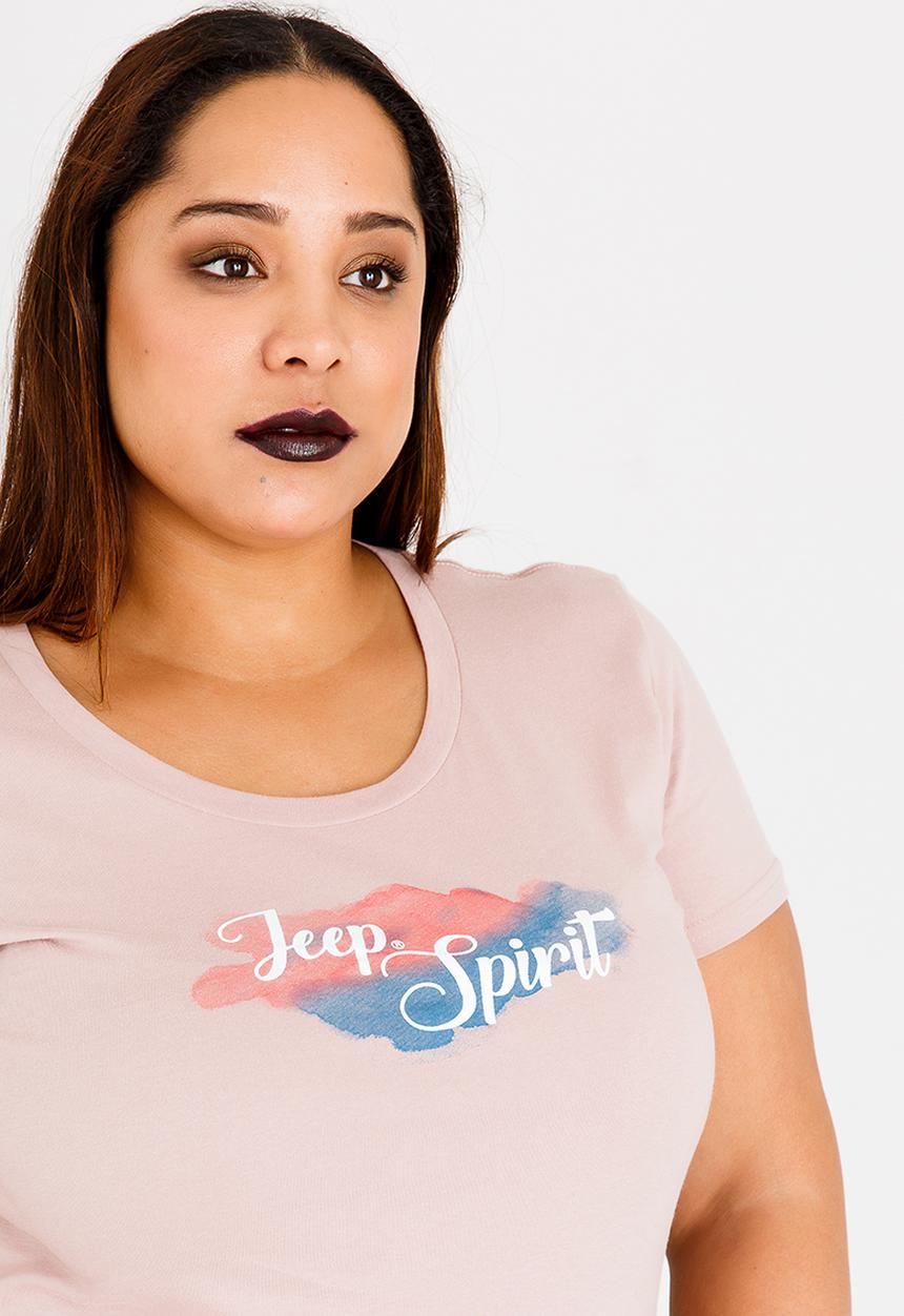 JEEP - Watercolour Logo Tee Pale Pink