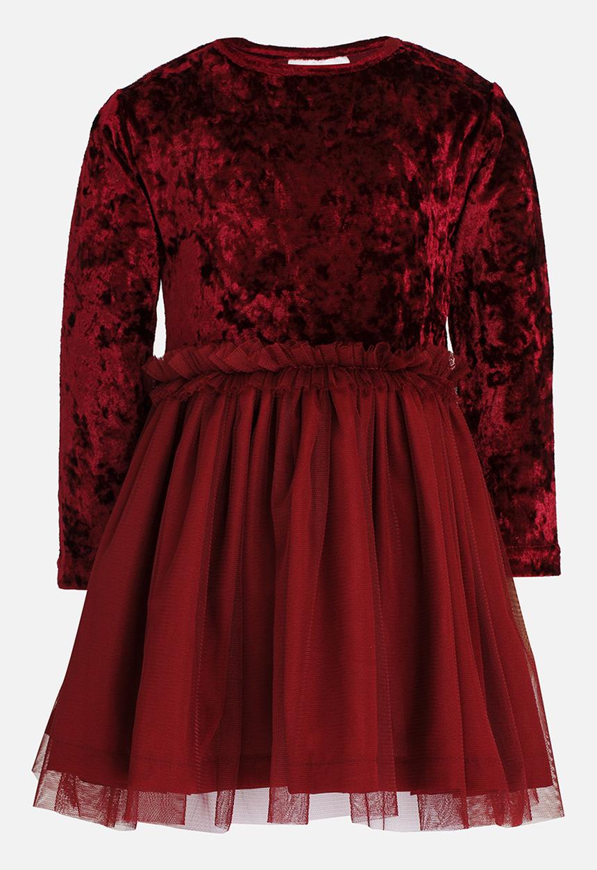See-Saw - Velvet Combo Dress Burgundy
