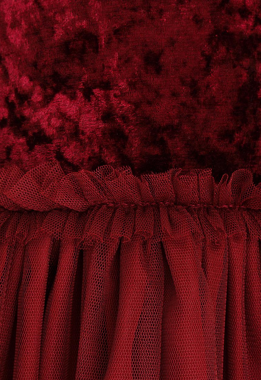 See-Saw - Velvet Combo Dress Burgundy