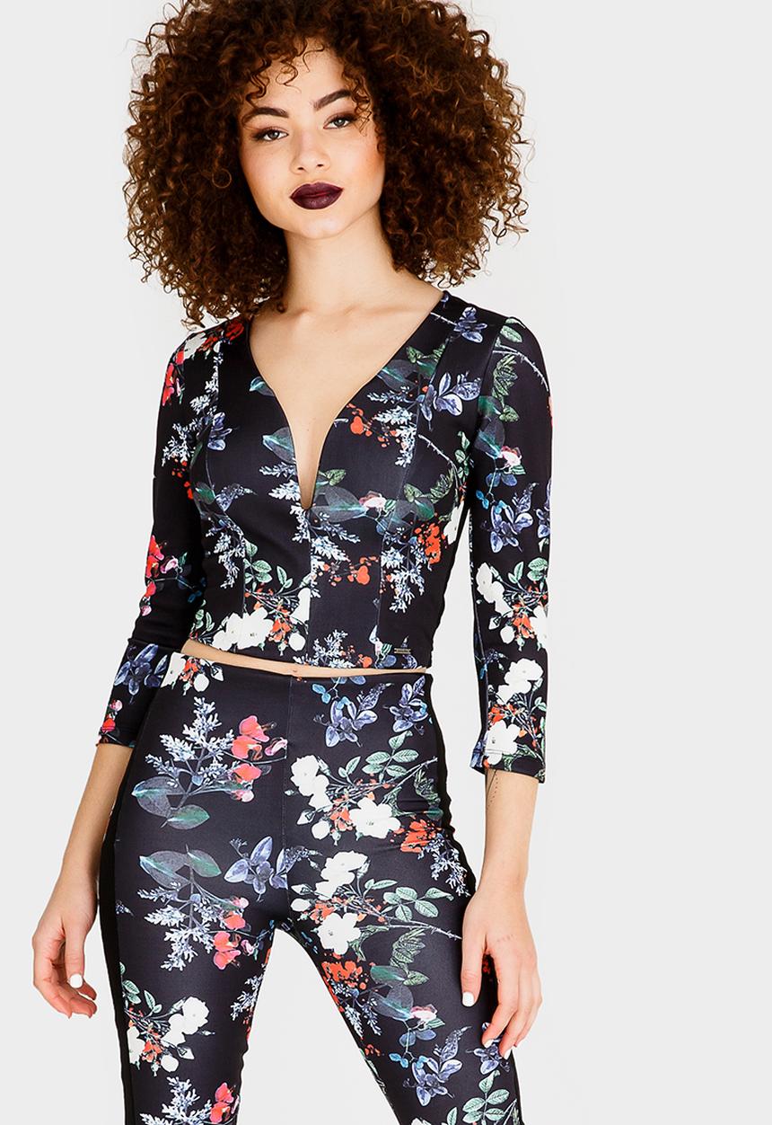 SISSY BOY - Printed Crop Top Black