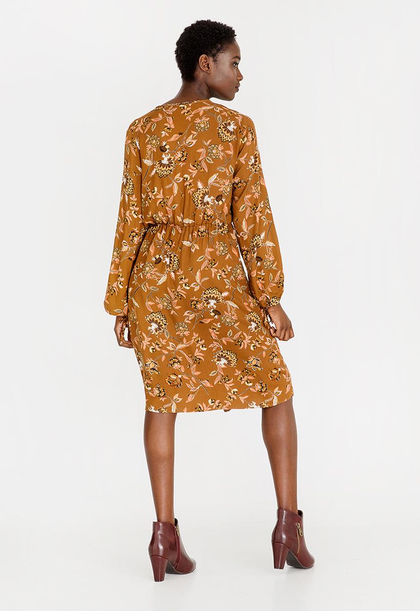 edit - Longsleeve Cross Over Dress Rust