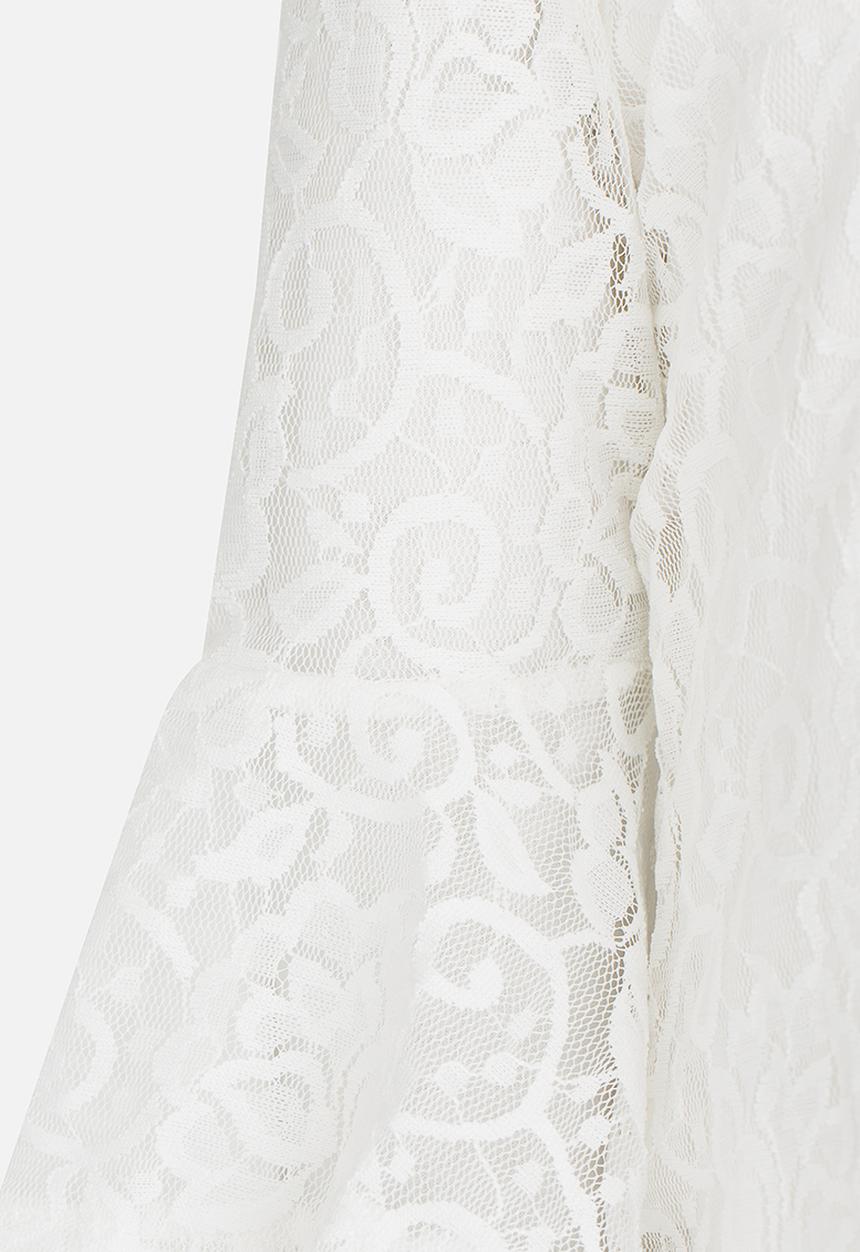 See-Saw - Fluted Sleeve Lace Top Milk