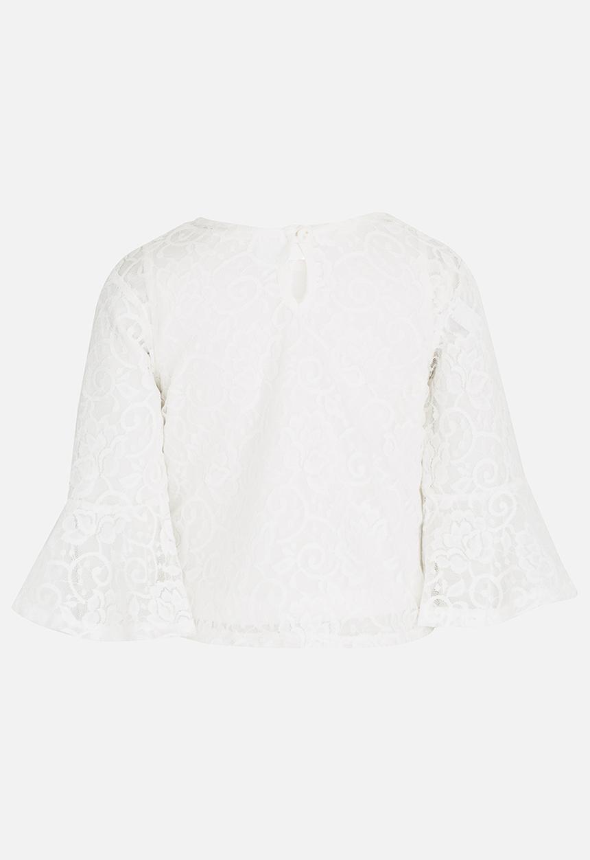 See-Saw - Fluted Sleeve Lace Top Milk