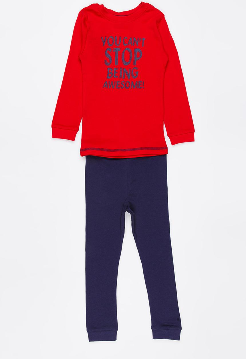 Pop Candy - Printed Pj Set - Red/navy