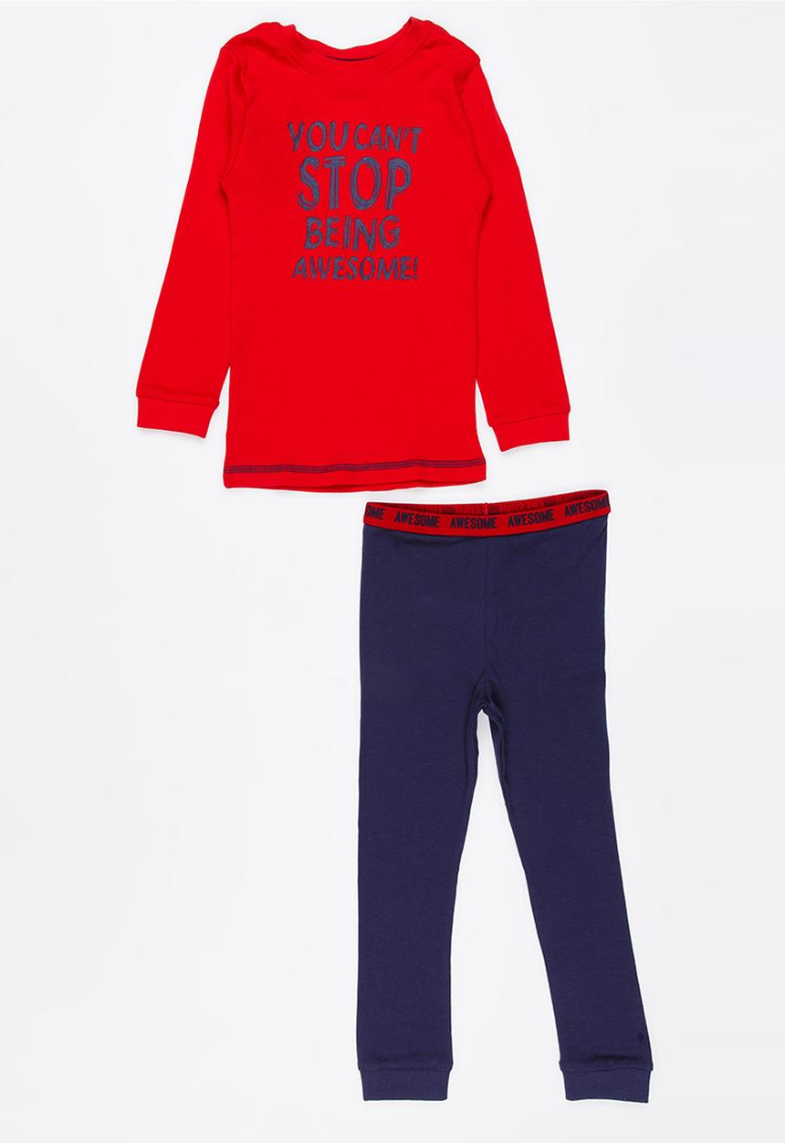 Pop Candy - Printed Pj Set - Red/navy