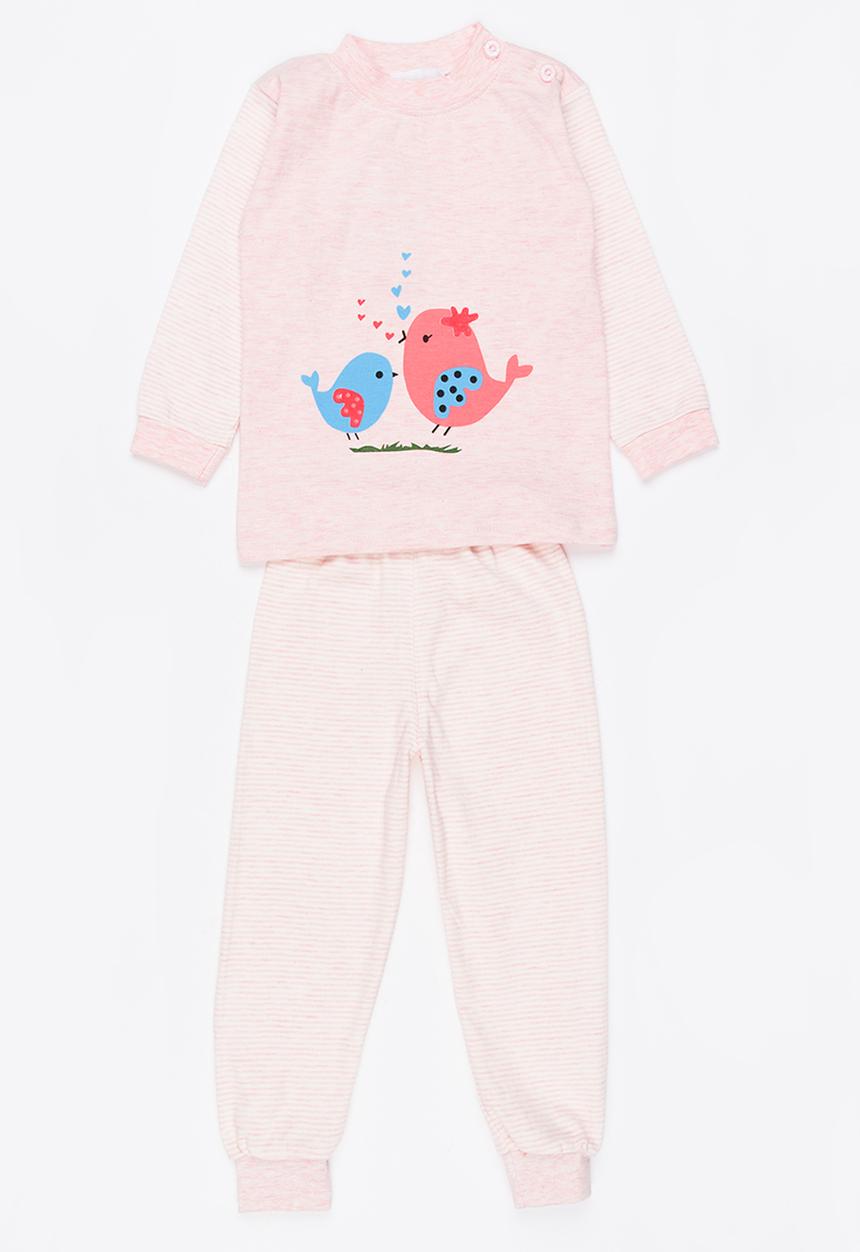Pop Candy - Singing Birds Printed PJ Set Pale Pink