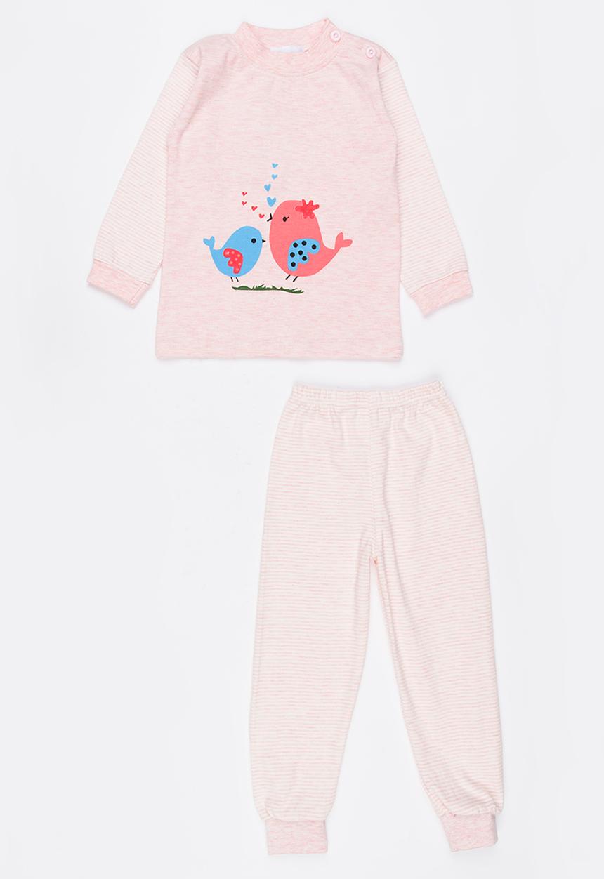 Pop Candy - Singing Birds Printed PJ Set Pale Pink
