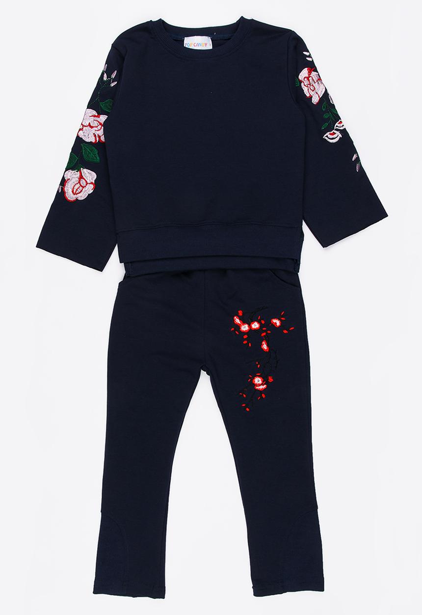 Pop Candy - 2 Piece Embroidered Jog Set Navy