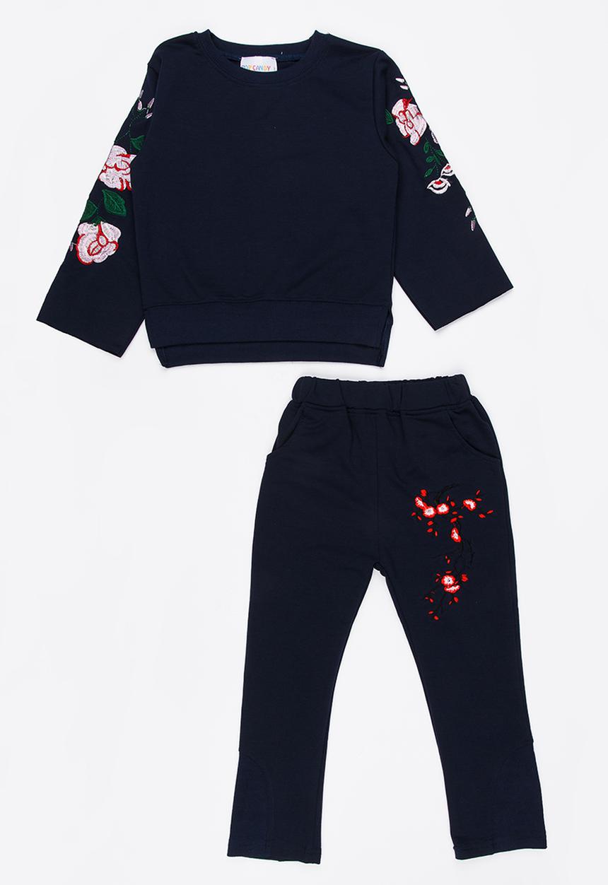Pop Candy - 2 Piece Embroidered Jog Set Navy