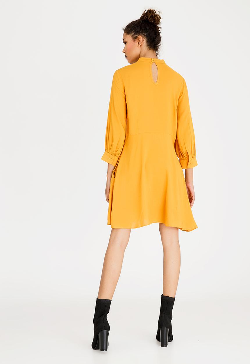 c(inch) - High Neck Fit And Flare Dress Yellow