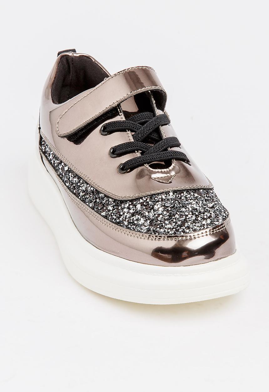 Pop Candy - Girls Metallic Sneaker Grey