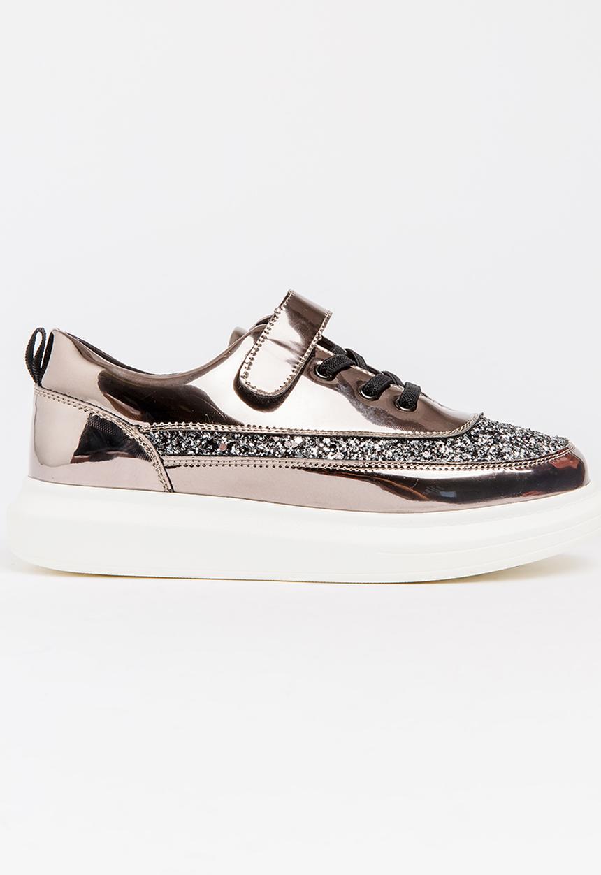 Pop Candy - Girls Metallic Sneaker Grey